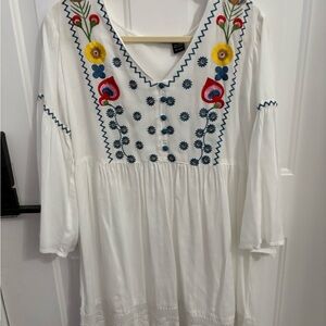 White Embroidered Boho Dress